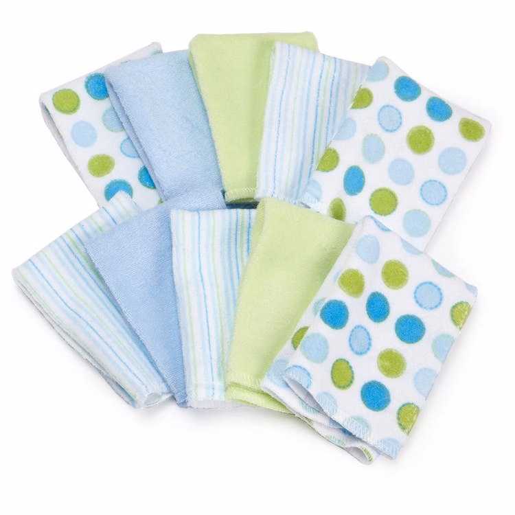 Terry Baby Washcloths - Blue 10 Pack
