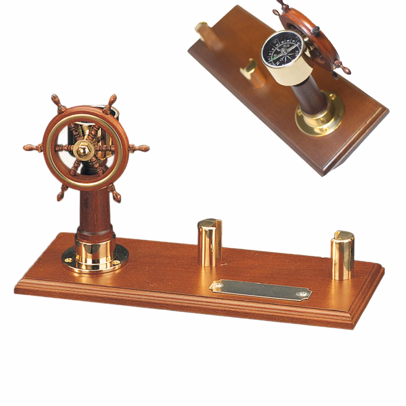 Ship Wheel with Compass Business Card Holder
