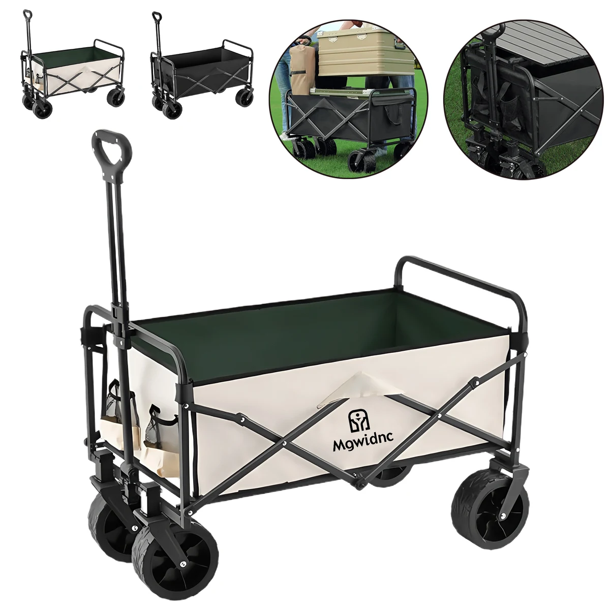 8" Folding Camping Wagon with 180L Capacity, 500lbs Load 1
