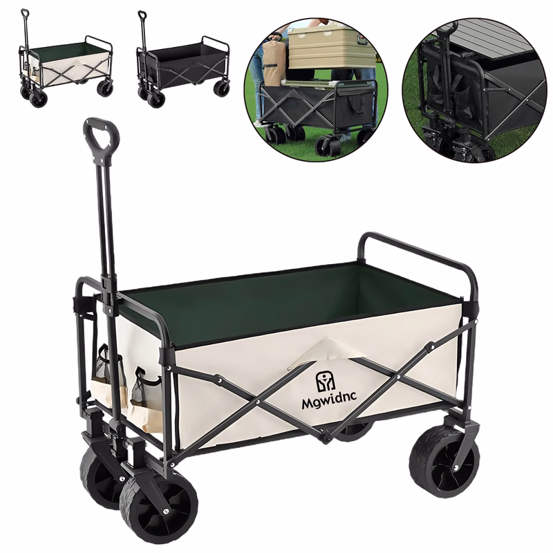 8" Folding Camping Wagon with 180L Capacity, 500lbs Load