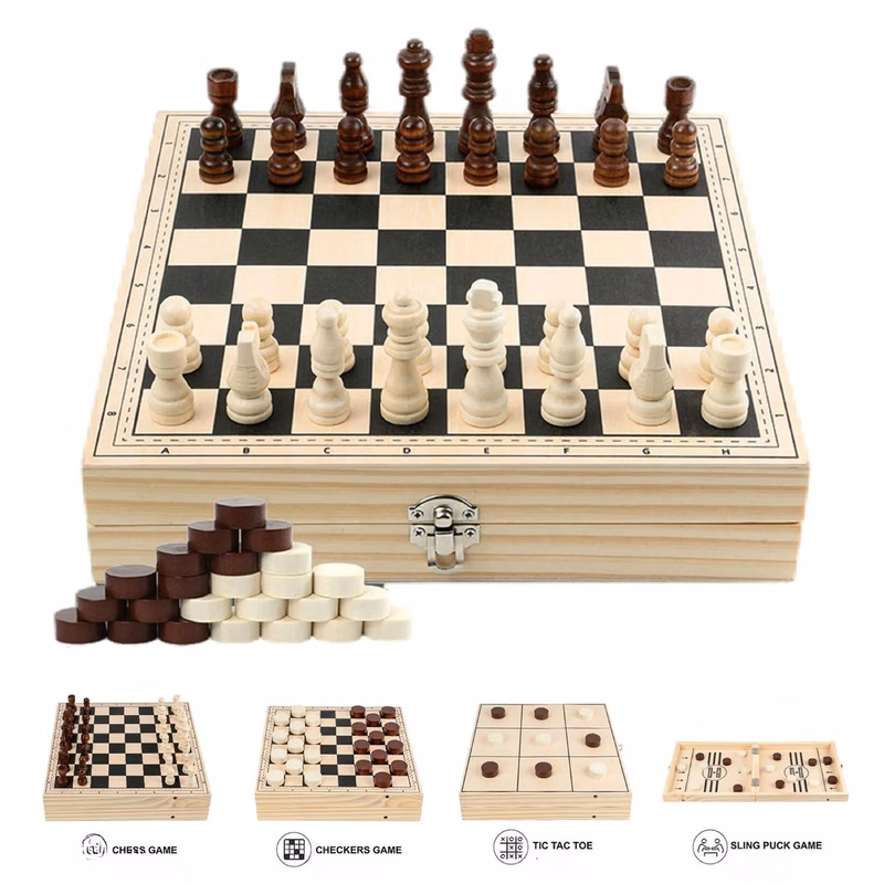 4 in 1 Wooden Game Board