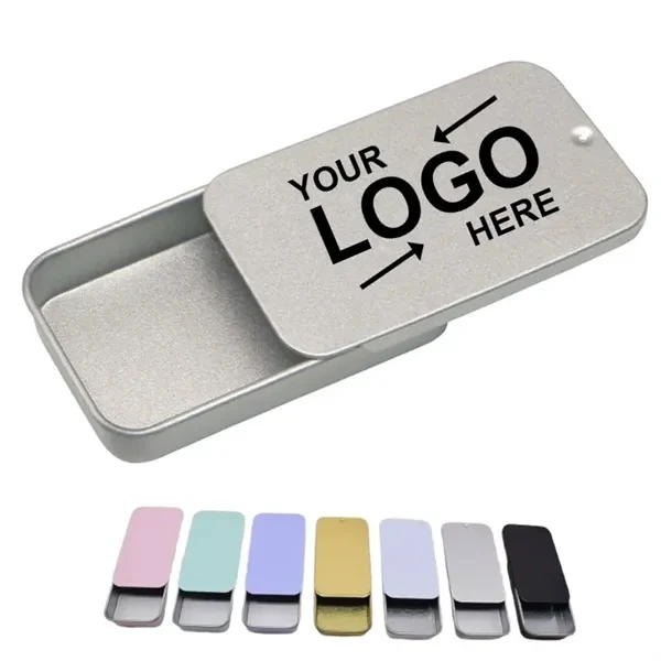 Custom Metal Sliding Tin Storage Container Wallet Size — Pocket Organizer Promo Tin 1