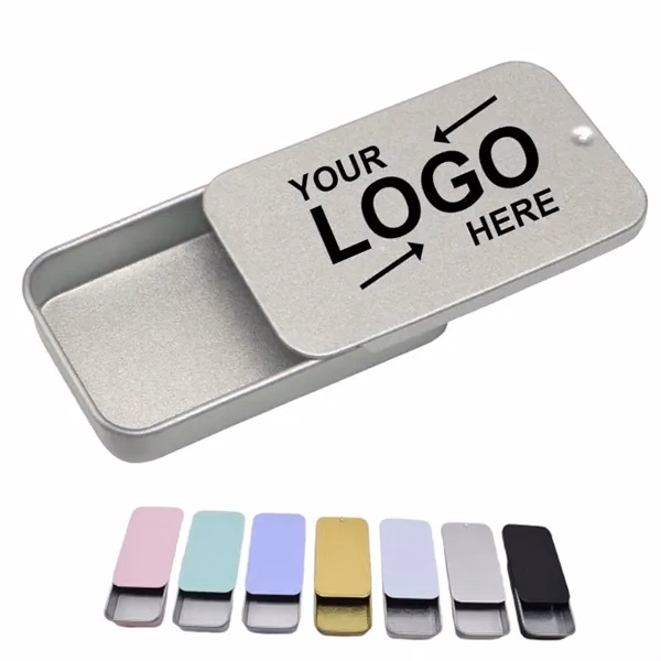 Custom Metal Sliding Tin Storage Container Wallet Size — Pocket Organizer Promo Tin