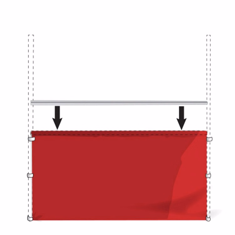 8 foot red rail curtain with hardware