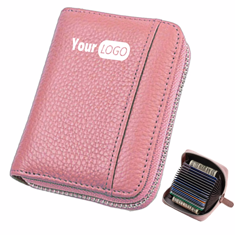 Leather Rfid Blocking Anti-Theft Credit Card Holder