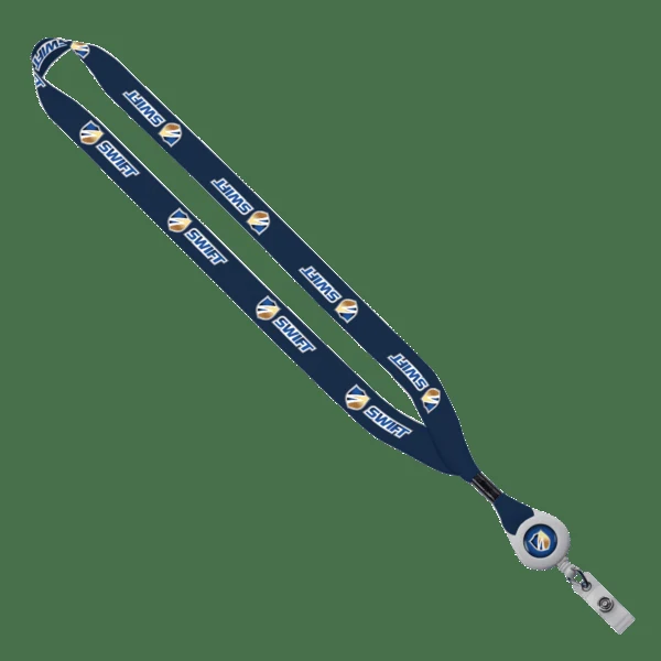 3/4" rPET Dye-Sublimated Lanyard with Metal Crimp And Badge Reel 1