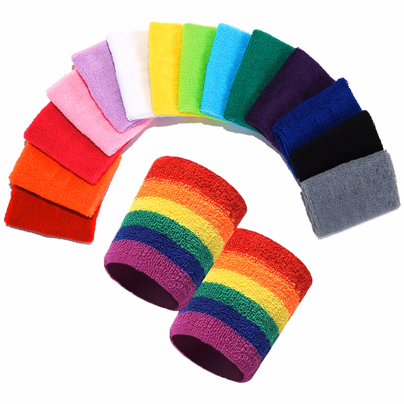 MOQ 100pcs Sports Sweatband Wrist Guards With Embroidery