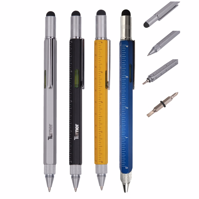 Union Printed - 6 in 1 Stylus Multitool Pen with Ruler Level