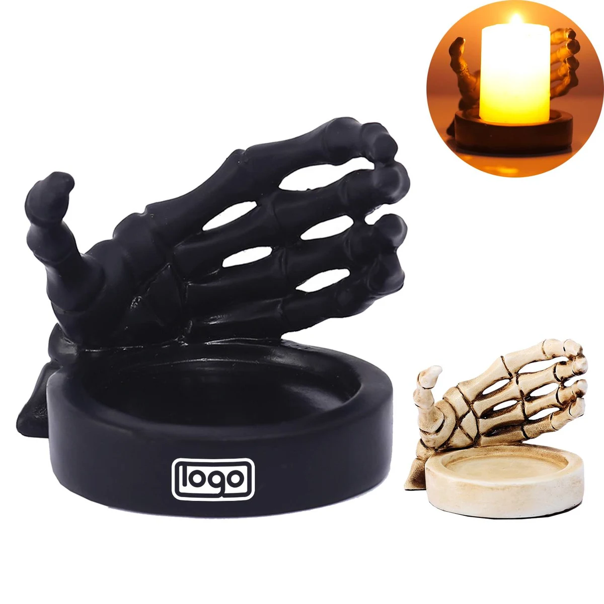 Resin Skull Gauntlet Candle Holder 1