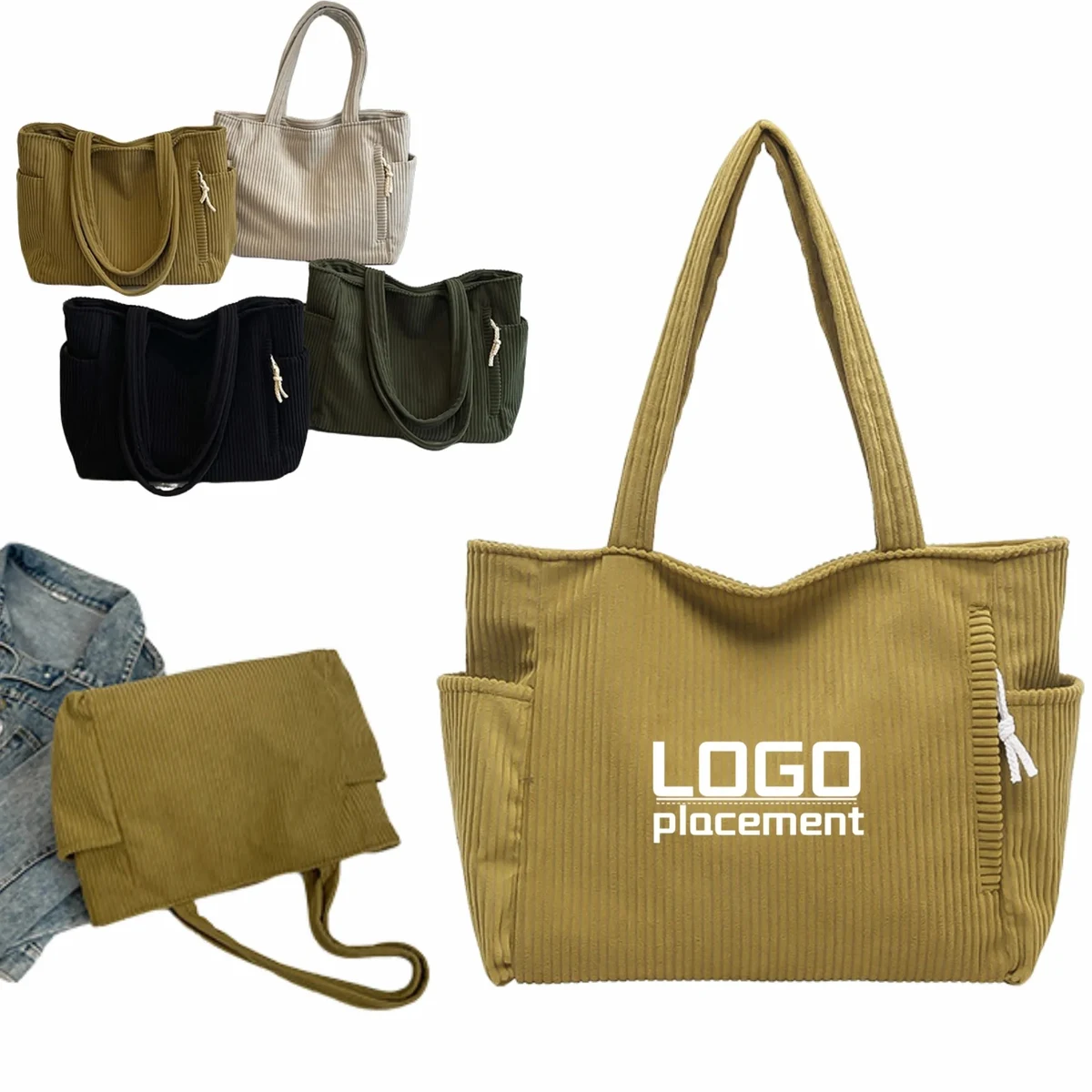 Casual Corduroy Handbag, custom tote bag with logo imprint 1