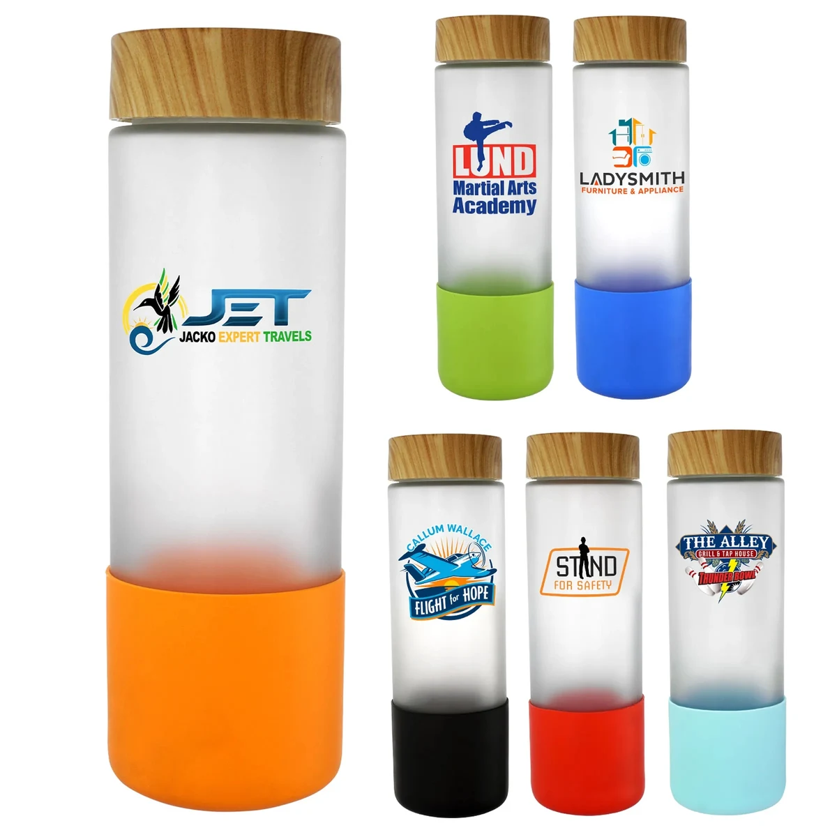 Bamboo Pattern 22 oz. Full Color Frosted Glass Grip Bottle 1