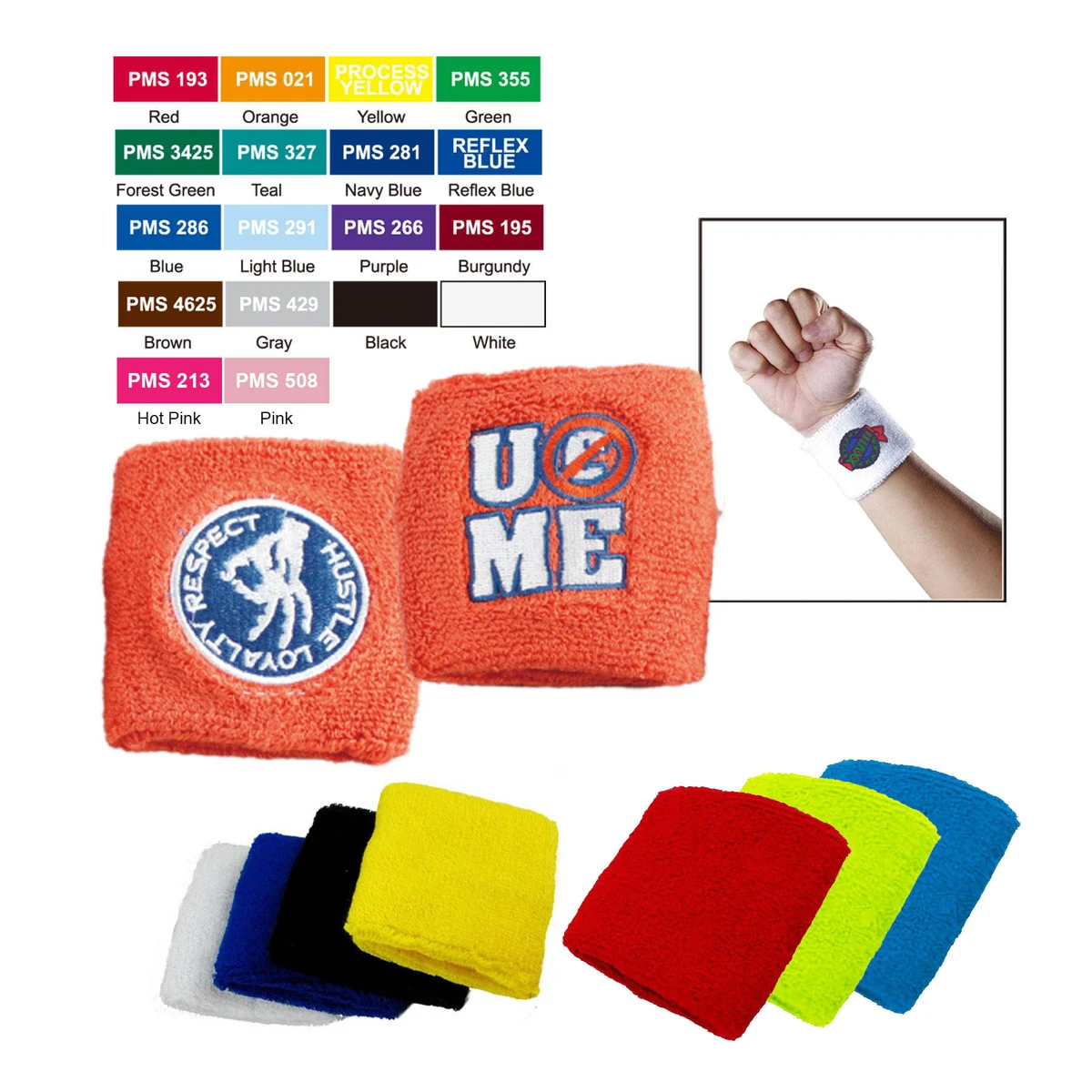 Free Shipping Soft cotton/polyester Terry Cloth Sport Wristbands 1