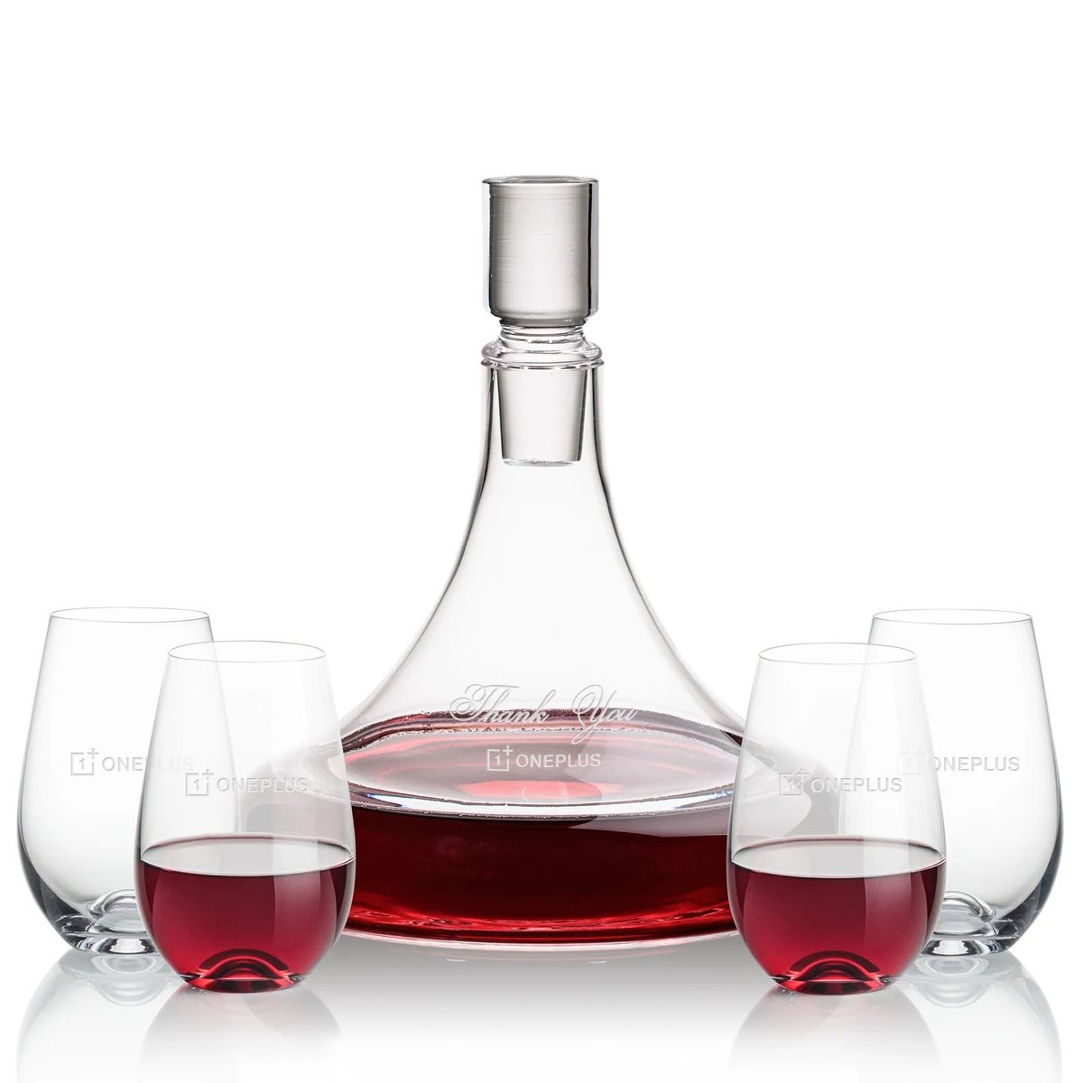 Ashby Decanter & Boston Stemless Wine, custom bottle opener with logo imprint 1