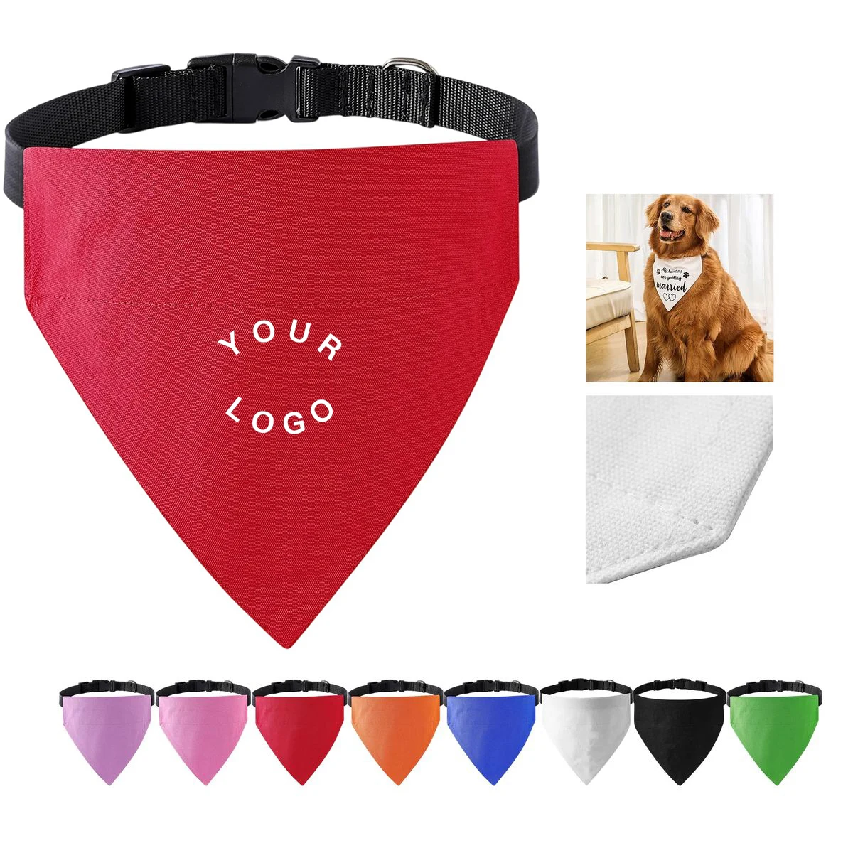 Soft Cotton Dog Collar with Triangle Bandana 1