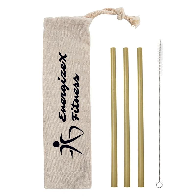 3 Pack Bamboo Straw Kit In Cotton Pouch 1
