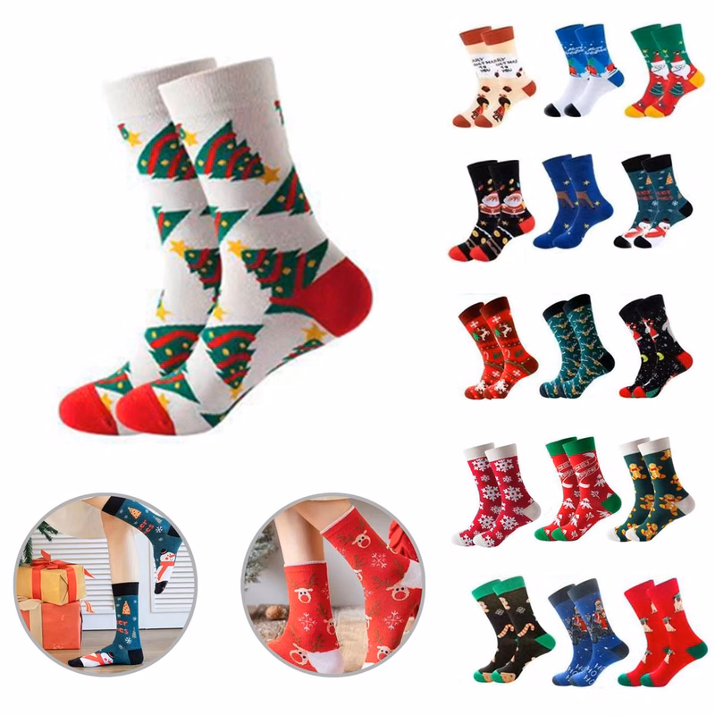 MOQ50 Custom Christmas Snowman Socks For Holidays