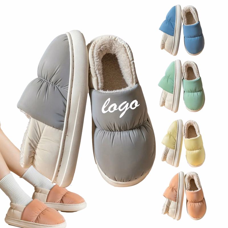 MOQ 30 Waterproof Heeled Cotton Shoes Warmth Non-Slip