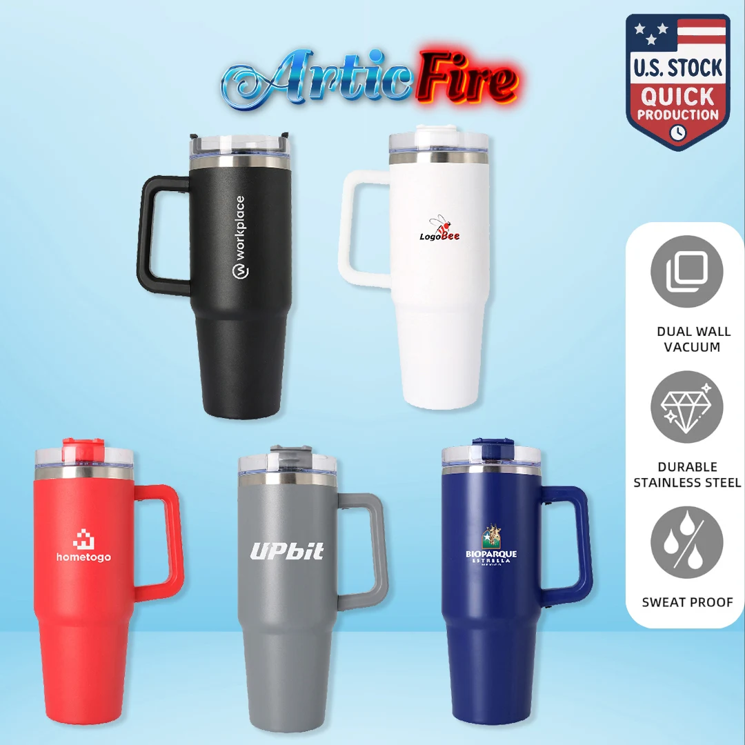 ArticFire 30oz Insulated Stainless Steel Mug with Straw & Twist Lid 1