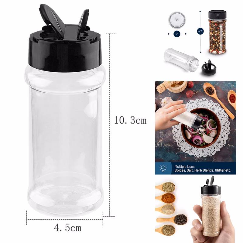 Plastic Spice Jars with Black Cap