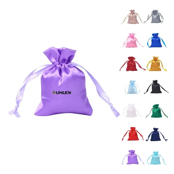 Custom Satin Drawstring Gift Pouch with Shiny Finish — Premium Storage Bag 1