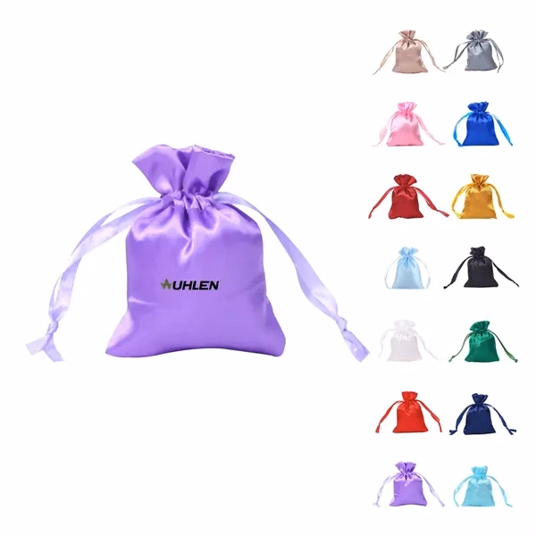 Custom Satin Drawstring Gift Pouch with Shiny Finish — Premium Storage Bag