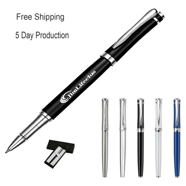 Custom Stainless Steel Ballpoint Pen with Matte Black Finish & Gift Box — Executive Promo 1