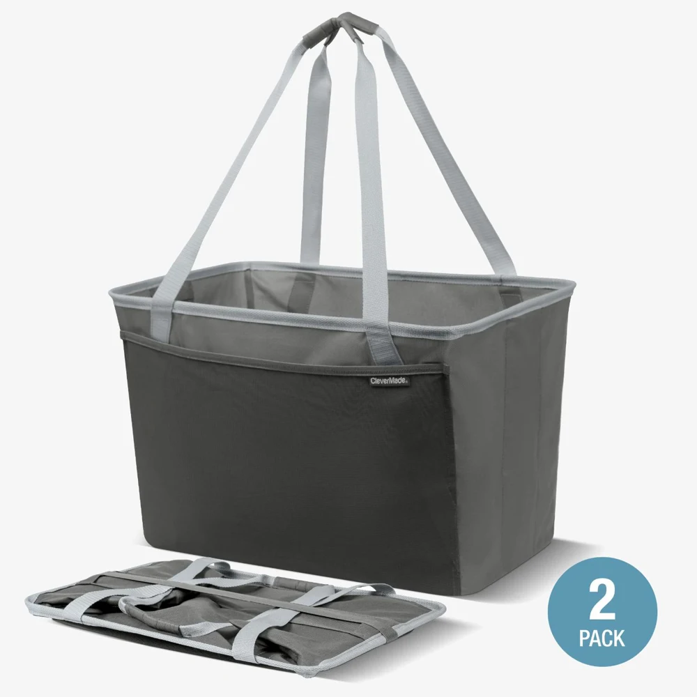 CleverMade® 2-PACK 64 L Multi-Use Collapsible Tote MAX with Pocket 1