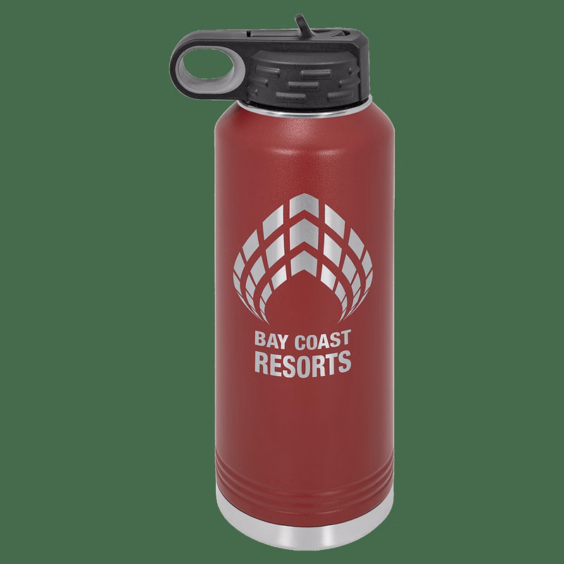 40 oz. Maroon Powder Coated Laser Engraved Polar Camel Water Bottles