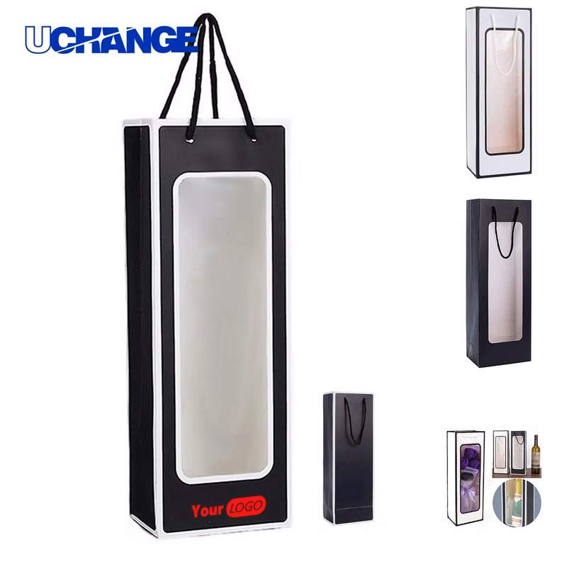 Kraft Paper Wine Gift Bag Container with Window