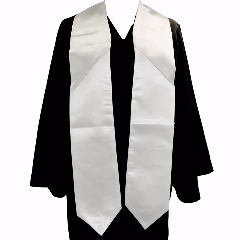 Light Gray & White 72" Graduation Stole 2-pc Construction