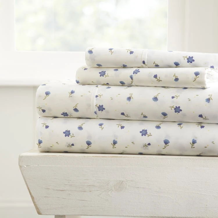 Premium Sheet Sets - Floral Blue Cali King 4 Piece 1