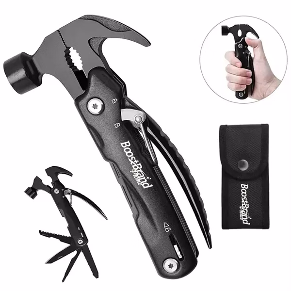 Custom 12-in-1 Claw Hammer Multi-tool with Safety Lock — Outdoor & Camping Gear