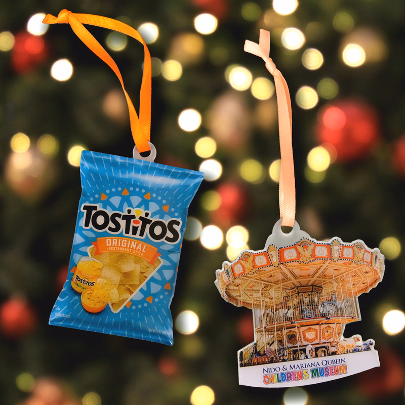 Offset Print Custom Ornament On Stainless Steel With Epoxy Dome: 1 sided 2"