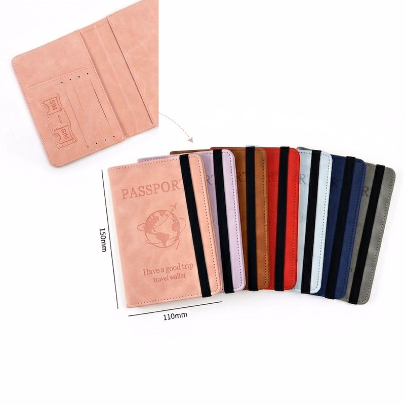 PU Passport Holder W/ Strap Travel Organizer