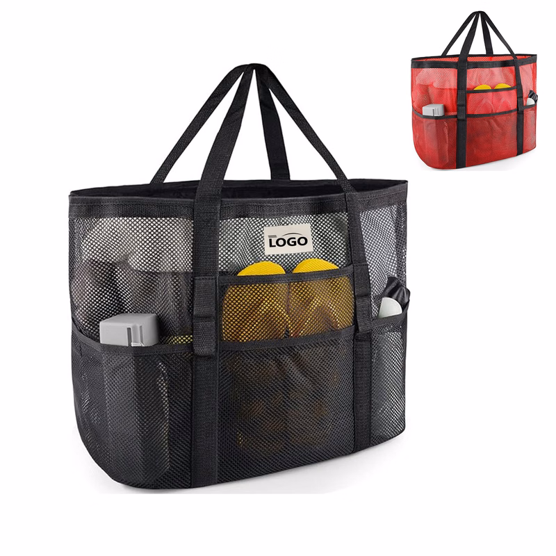 Large Mesh Beach Tote with Pockets