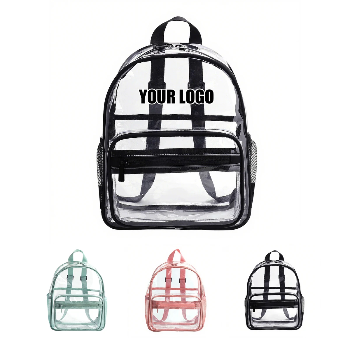 Clear PVC Mini Backpack Hand Held 9" x 5.5" x 11.8" 1