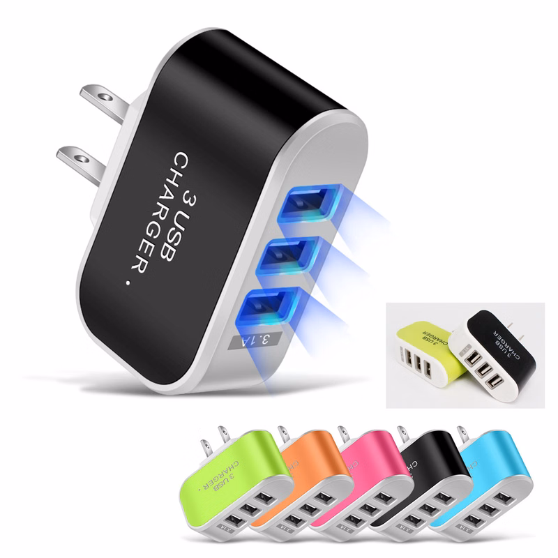 3 Port LED USB Power Wall Charging Block MOQ 50pcs