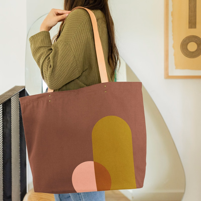 DAILY GRIND SUPER SIZE - COLORED CANVAS WITH LEATHER HANDLES