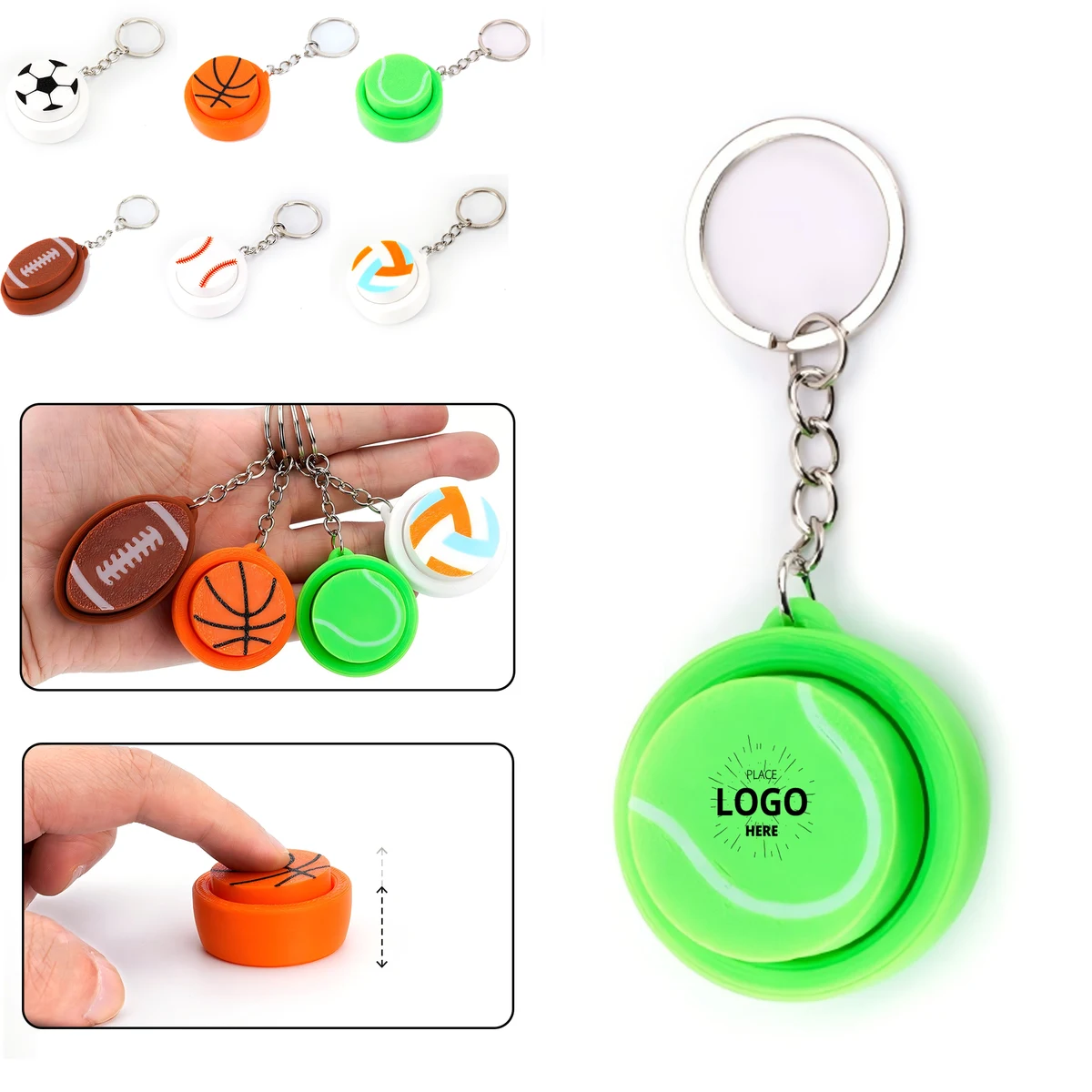 Fidget Push Button Sports Ball Keychain 1
