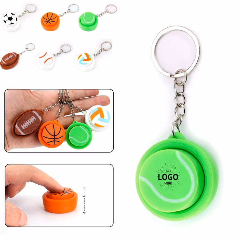Fidget Push Button Sports Ball Keychain
