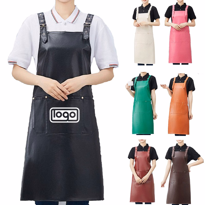 Waterproof PU Leather Kitchen Cooking Apron