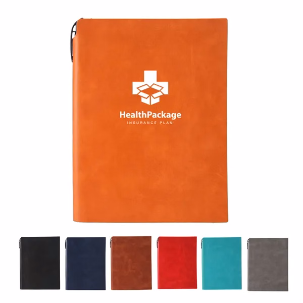 A5 Soft PU Cover Journal Notebook W/ Pen, Debossed Custom