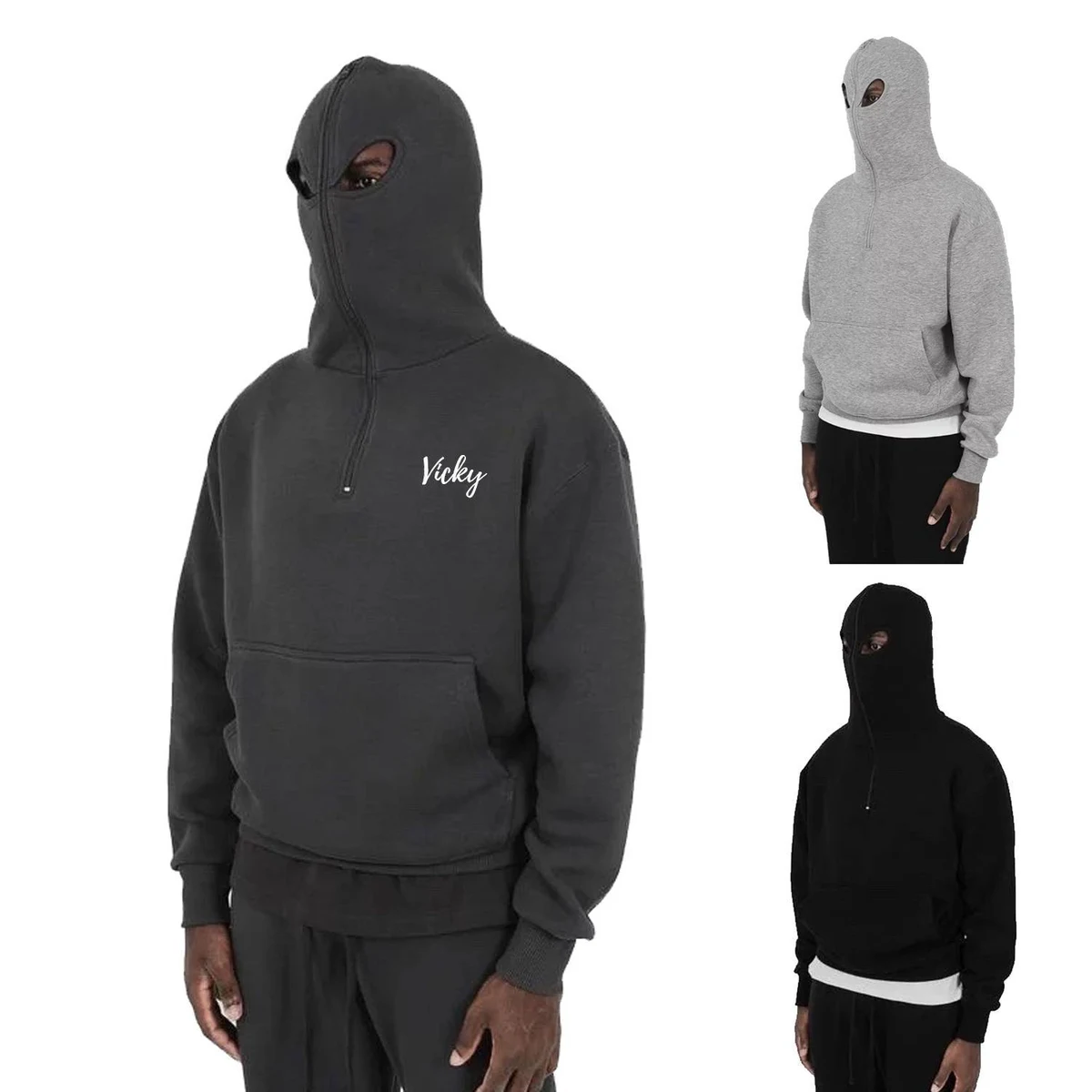 Full Zip Hoodie With Eye Holes, custom hoodie or sweatshirt with logo imprint 1