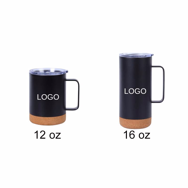 12 oz Stainless Steel Coffee Mug W/ Cork Bottom & Handle