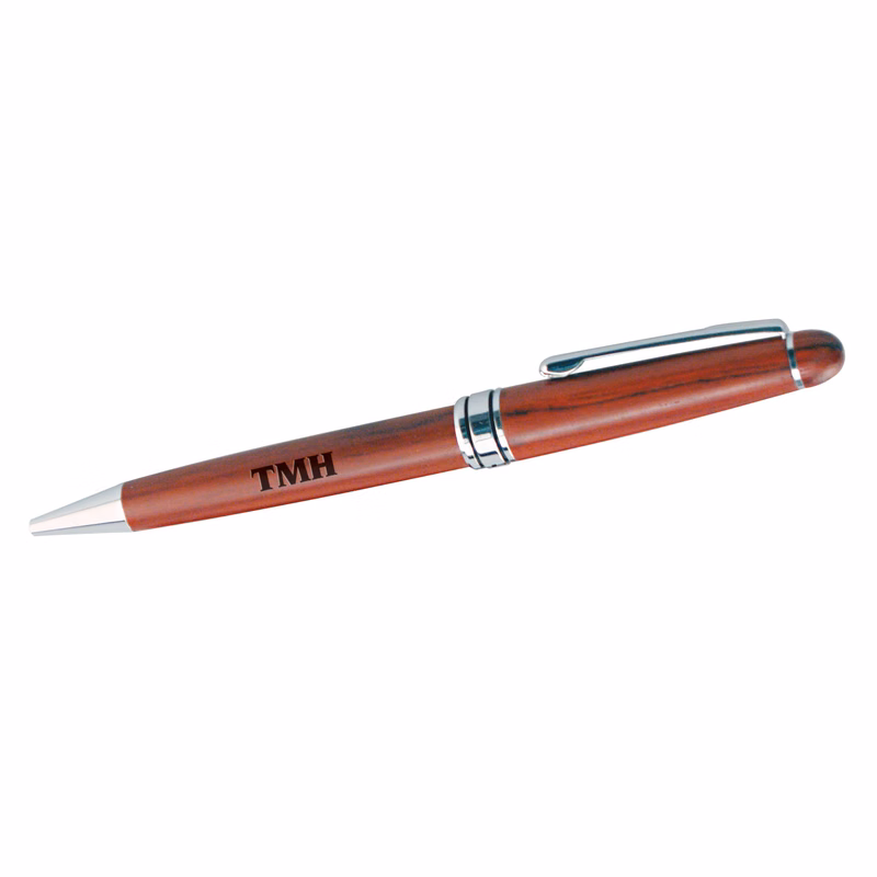 Rosewood Ballpoint Pen w/Silver Duotone
