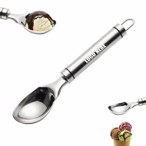 Stainless Steel Ice Cream Scoop Spoon With Elegant Double Black Ring Handle