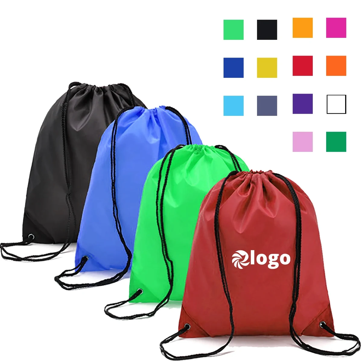 14"x17" 210D Polyester Drawstring Backpack String Bag 1