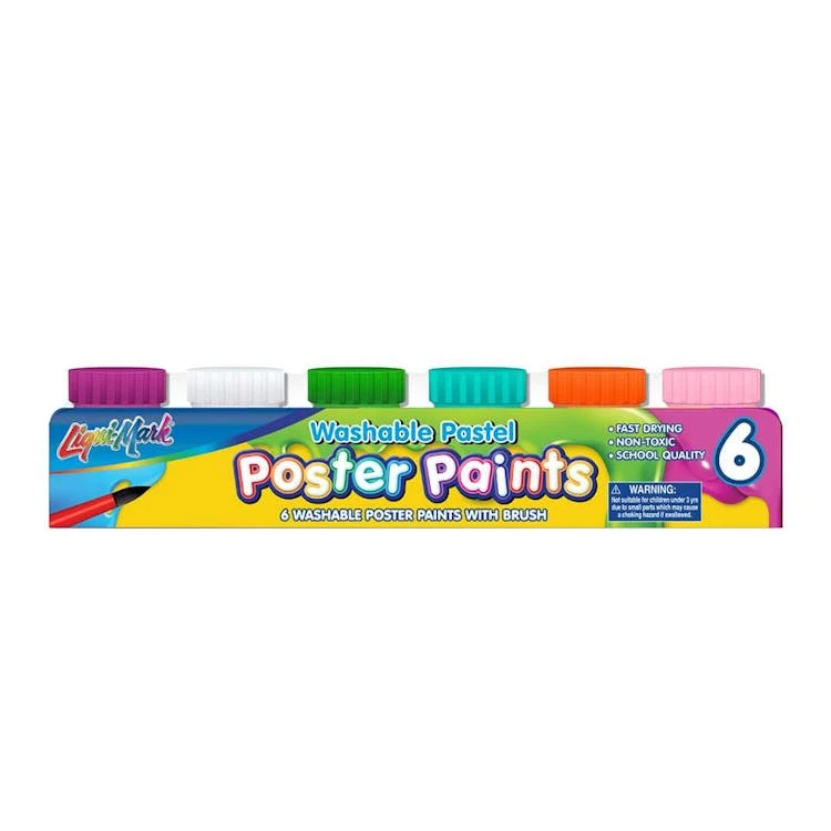 Pastel Poster Paint Set with Brush 6 Colors 1