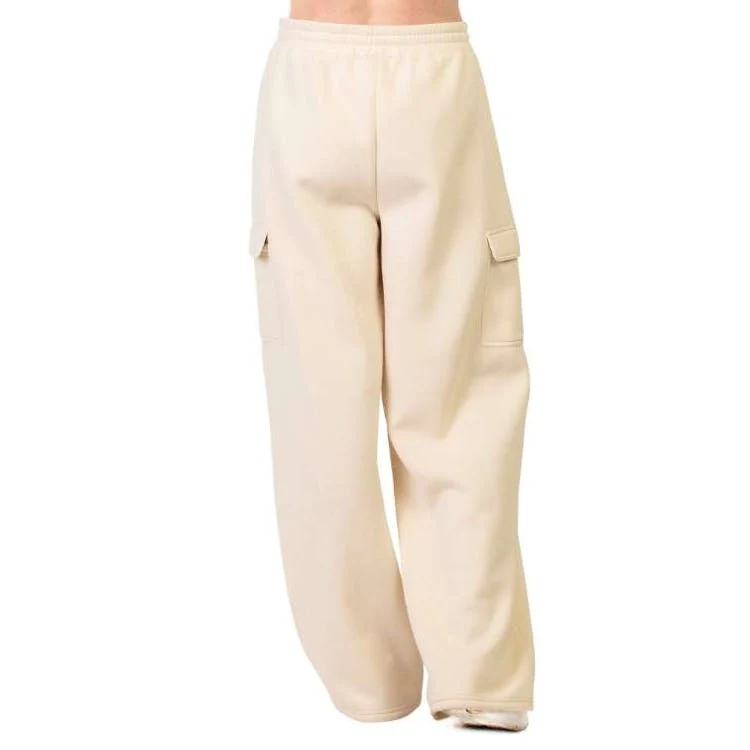 Ladies Fleece Cargo Pants - Large Oat 1