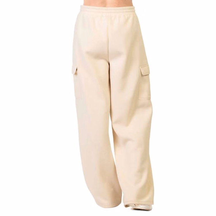Ladies Fleece Cargo Pants - Large Oat